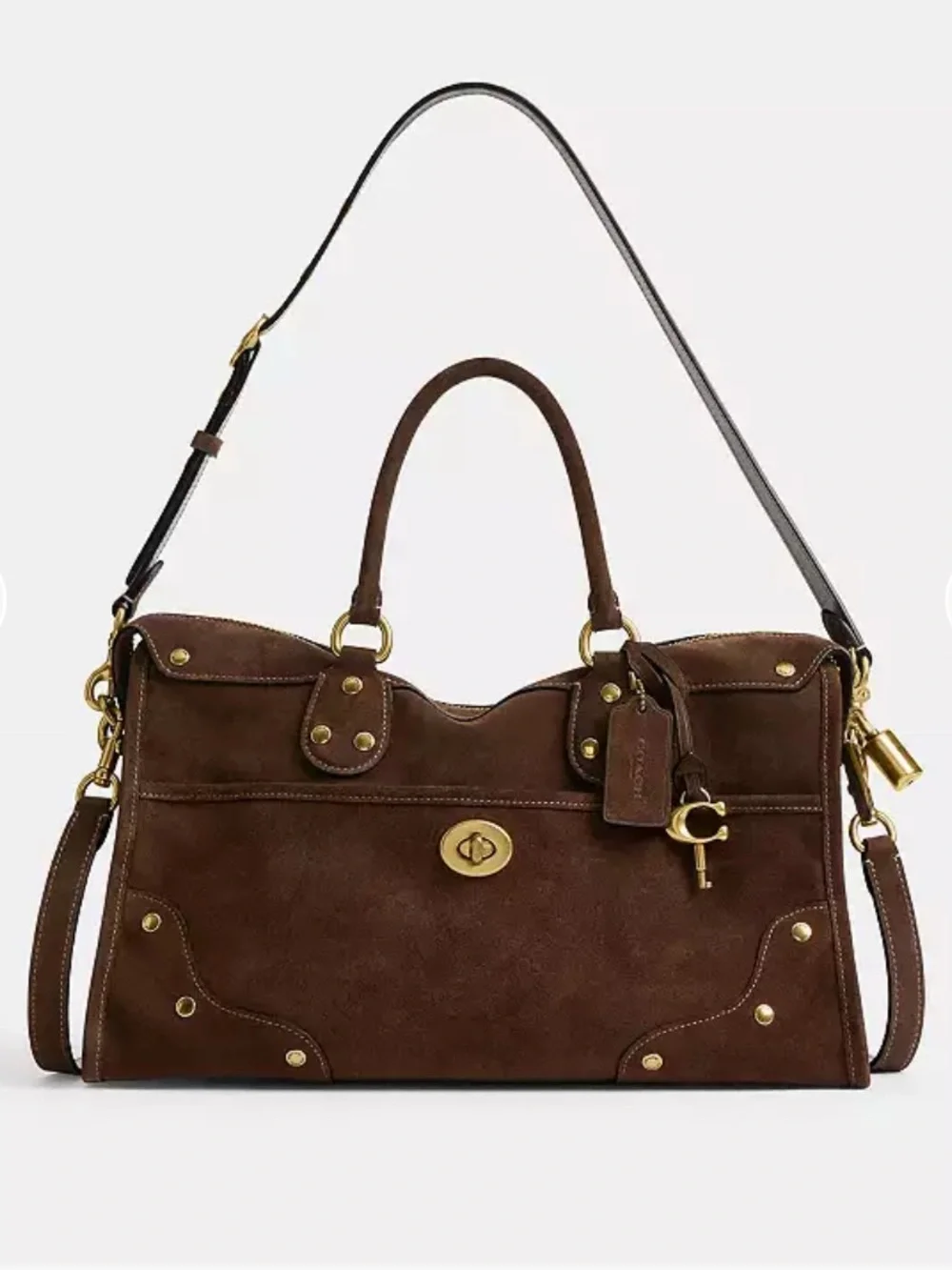 Coach Rhyder Satchel Bag 38 Chocolate Suede